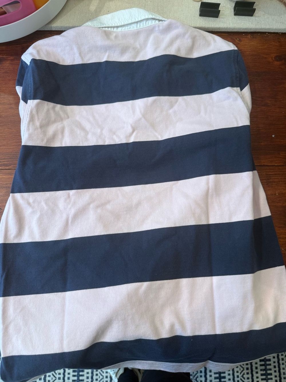 Classic vintage pink & navy striped rugby shirt by Brooks Brothers - Picture 3 of 3